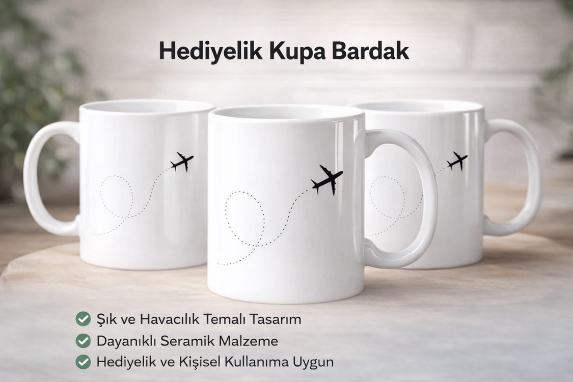 Uçak Tasarımlı Seramik Kupa Bardak