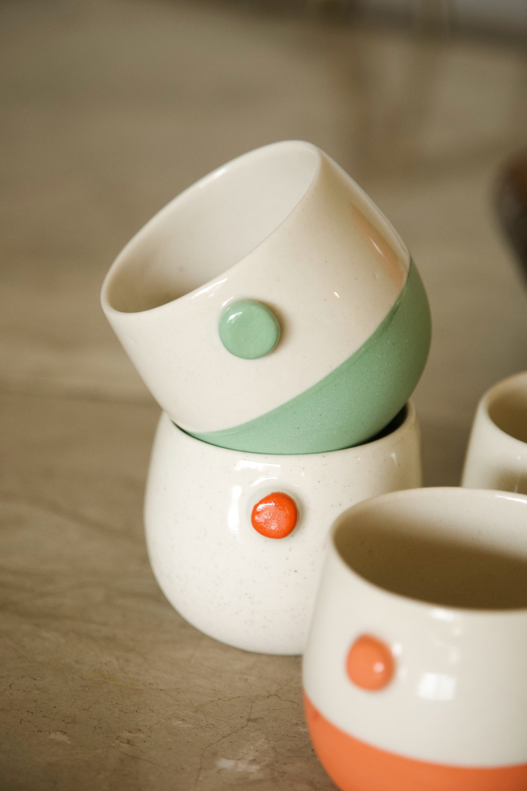Stoneware İki Renk Kahve Fincanı