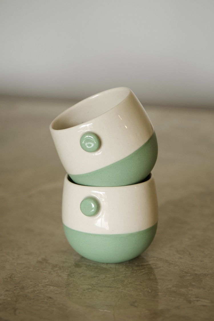 Stoneware İki Renk Kahve Fincanı