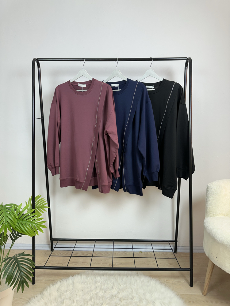 Fermuar detaylı sweatshirt