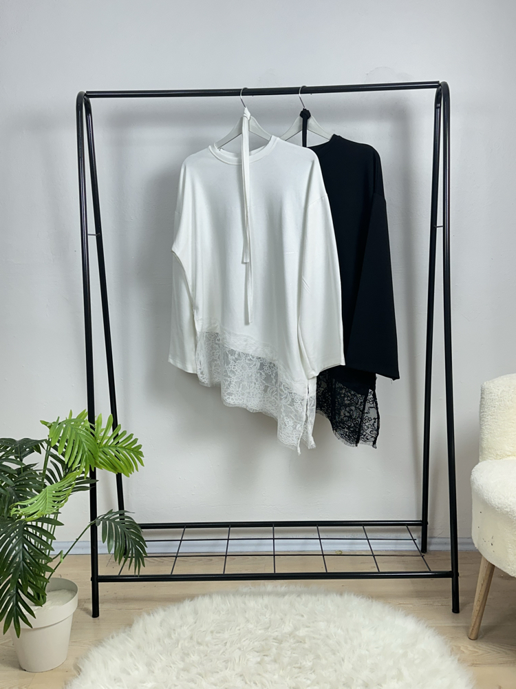 Çapraz dantelli sweat