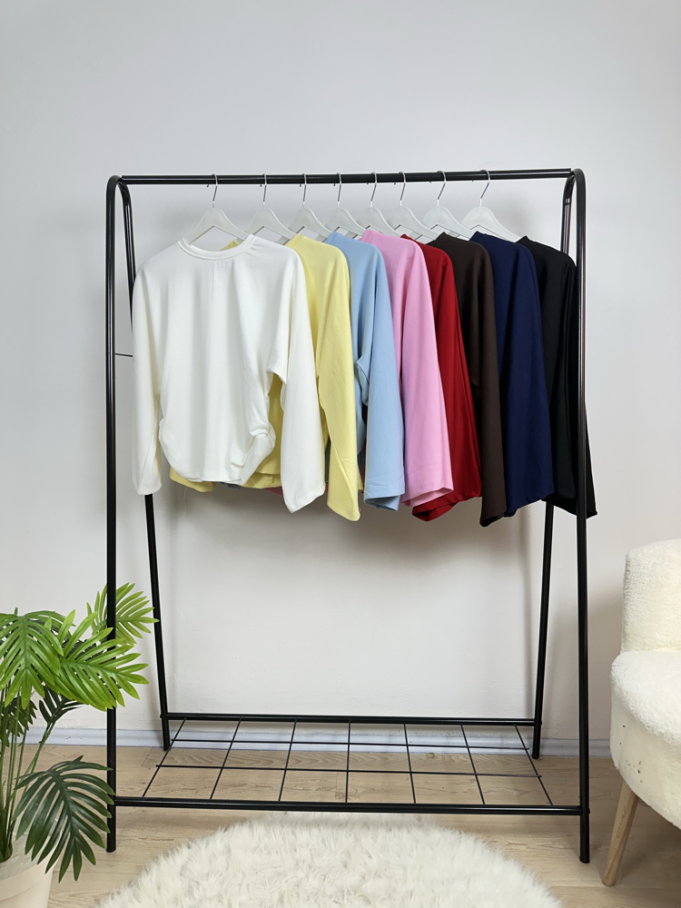 Yanı büzgülü kısa sweatshirt