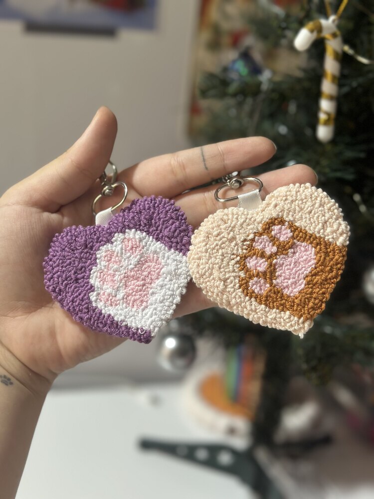 Kedi patisi & kalp anahtarlık
