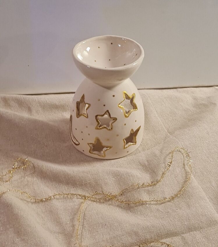 Altın yaldızlı tealight, mumluk, buhurdanlık 