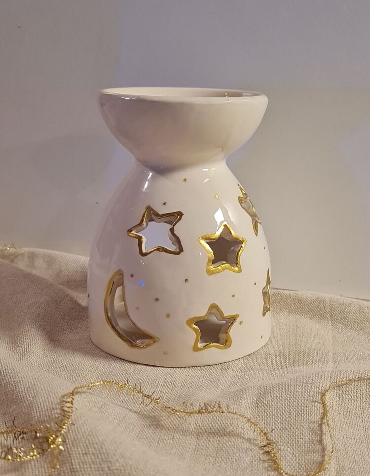 Altın yaldızlı tealight, mumluk, buhurdanlık 