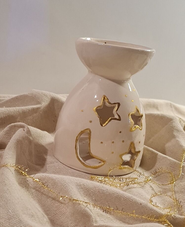 Altın yaldızlı tealight, mumluk, buhurdanlık 