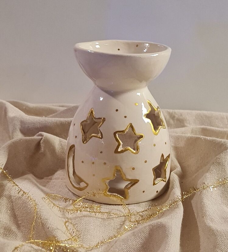 Altın yaldızlı tealight, mumluk, buhurdanlık 