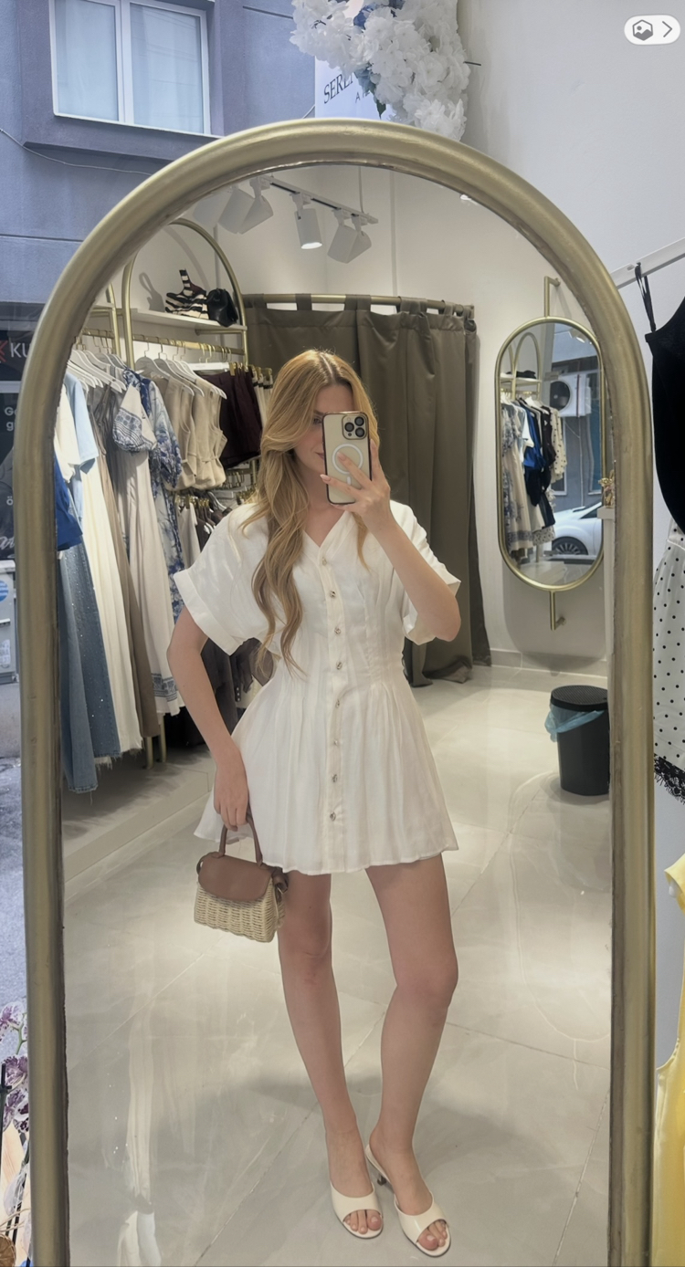 Beyaz Tencel Elbise