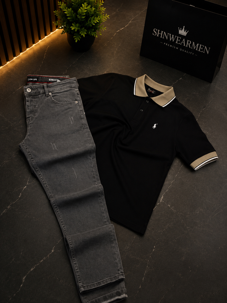 Premium Gri Denim Jean Pantolon KOMBİNİ