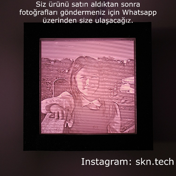Kişiye Özel Fotoğraf Baskılı Masa Lambası (Kumandayla renk değiştirilebilen model)