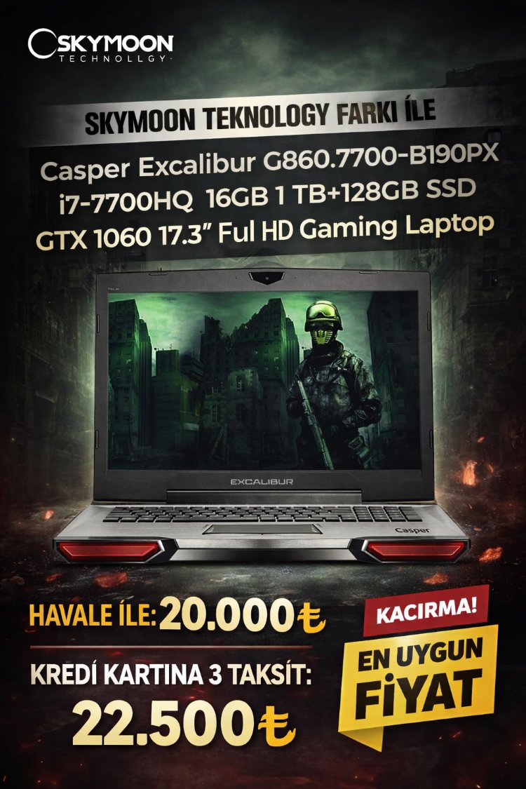 Casper Excalibur G860.7700-B190PX i7-7700HQ 16GB 1 TB+128GB SSD GTX 1060 17.3
