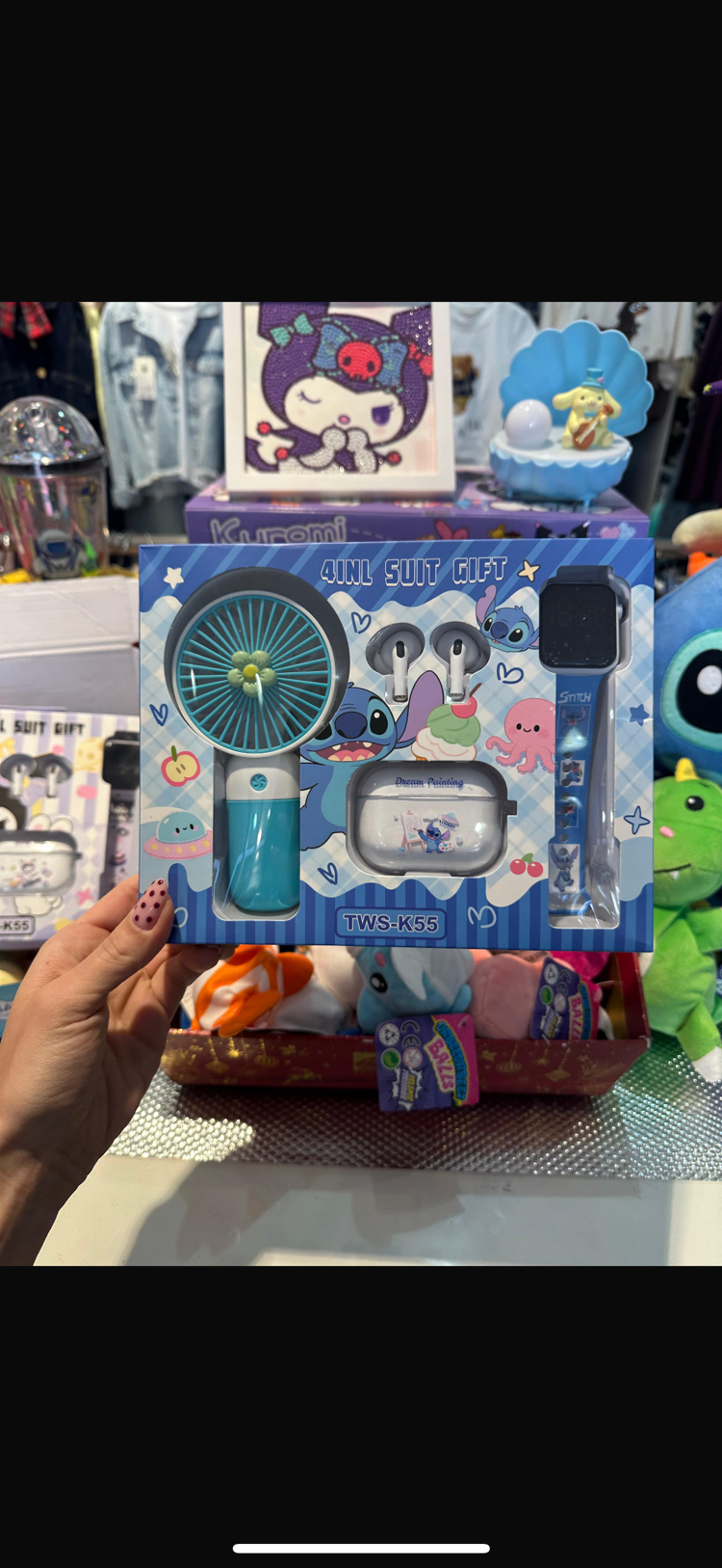 Stitch Kulaklık,Fan ve Saat Srt