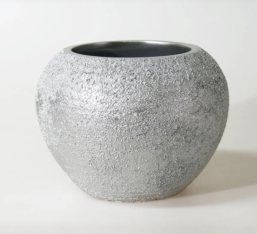 Morocco Küçük Vazo Gümüş 21x17cm