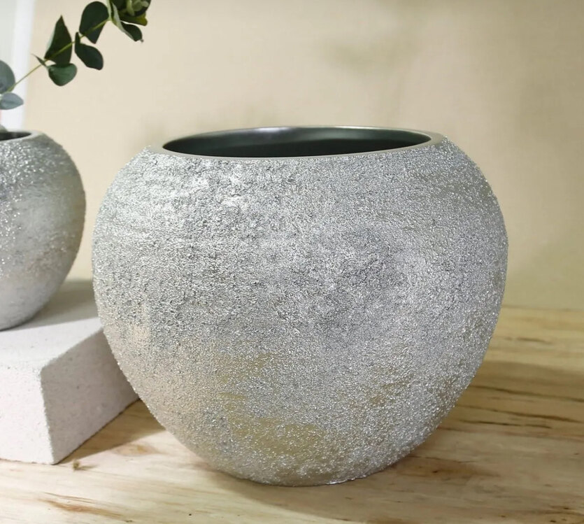 Morocco Büyüklüğü Vazo Gümüş 31x26cm