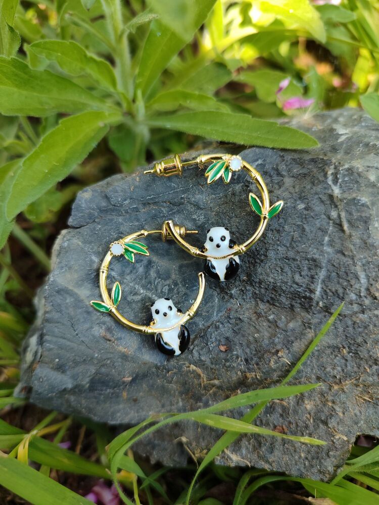 Panda Halka Küpe
