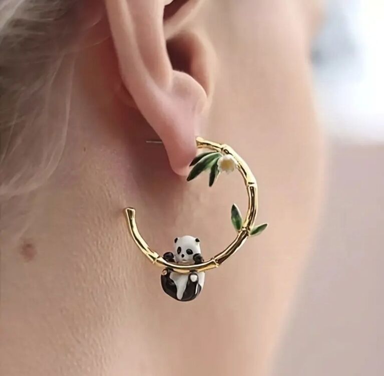 Panda Halka Küpe