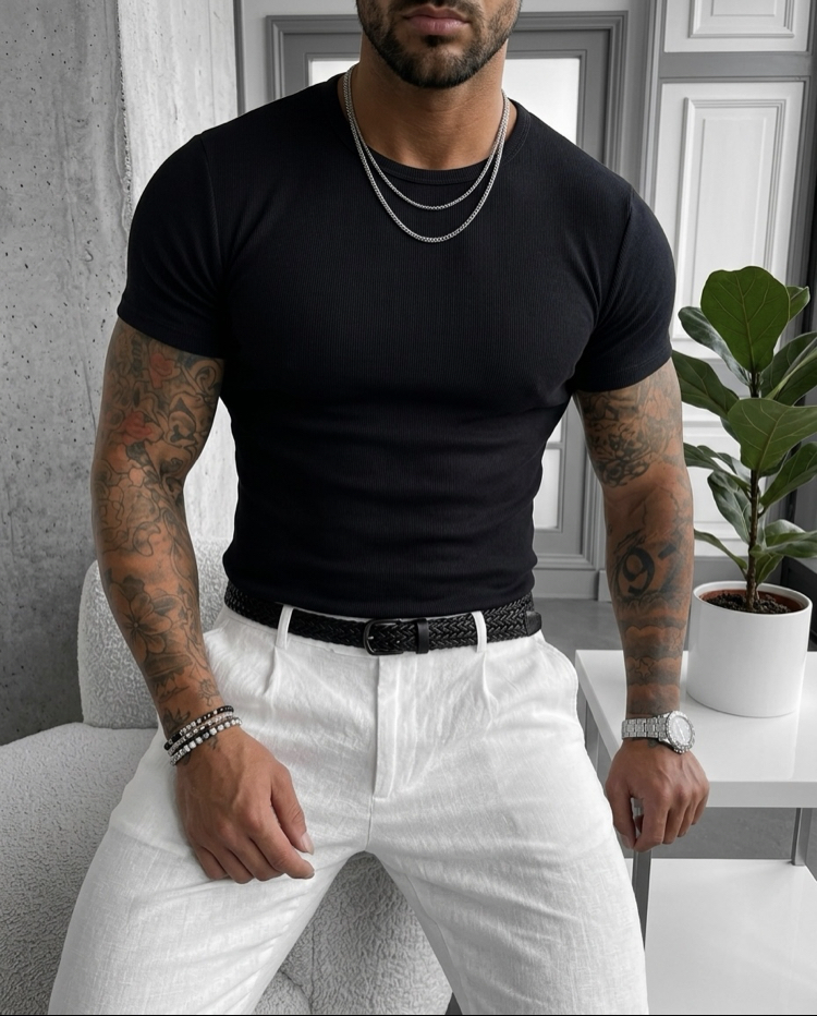 %100 Pamuk Giesto Ribana T Shirt