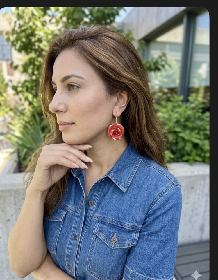 Rose serisi( rose touch) - ateş narı küpe