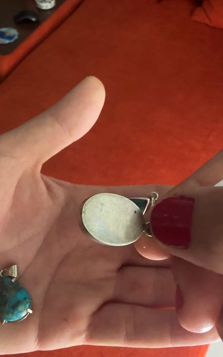 Oval Model Turkuaz Gümüş Kolye