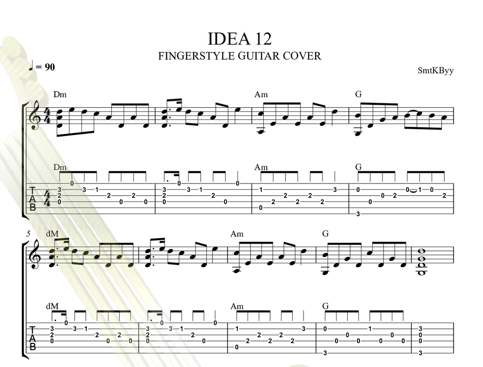 Idea 12 Fingerstyle Guitar Tab/Nota