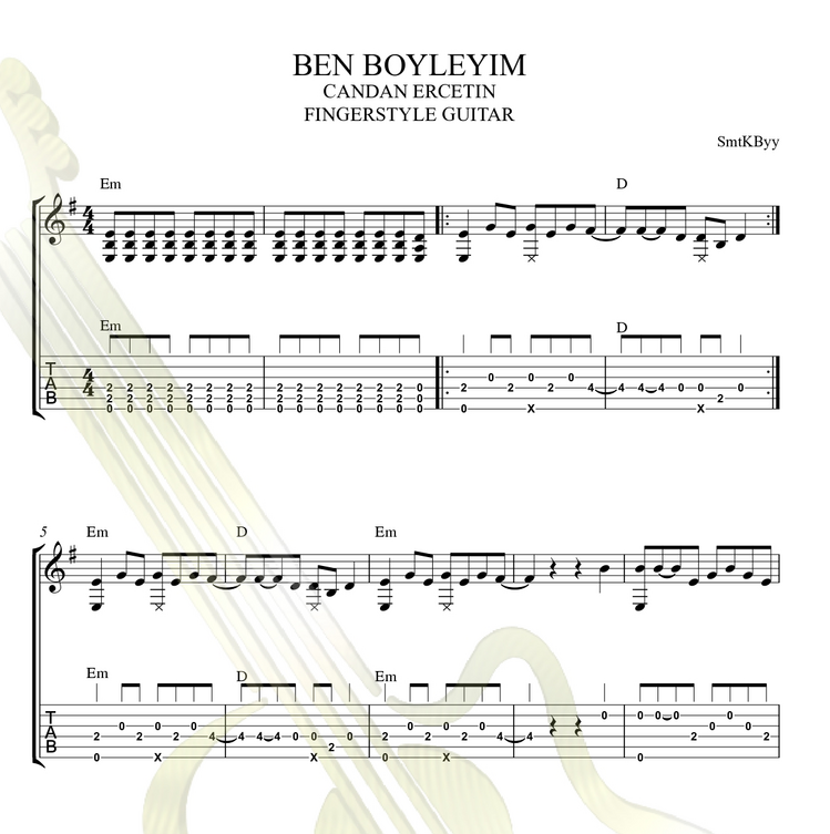 Candan Erçetin - Ben Böyleyim Gingerstyle Gitar Tab / Nota