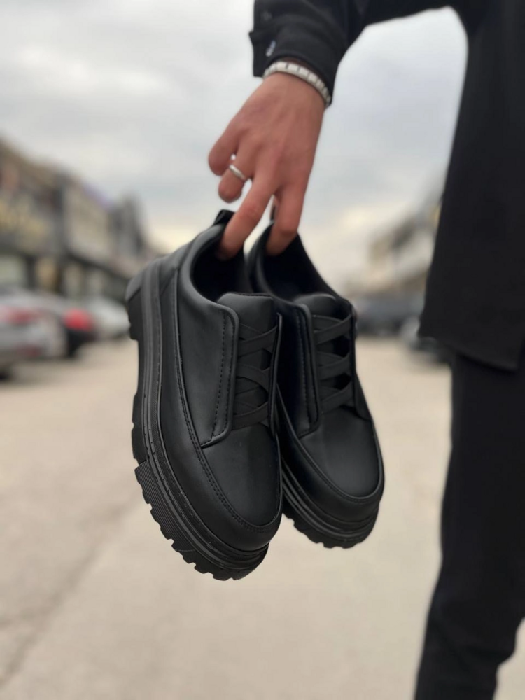 KB-703 Kuback Kömür Cilt Lastikli Günlük Erkek Ayakkabı