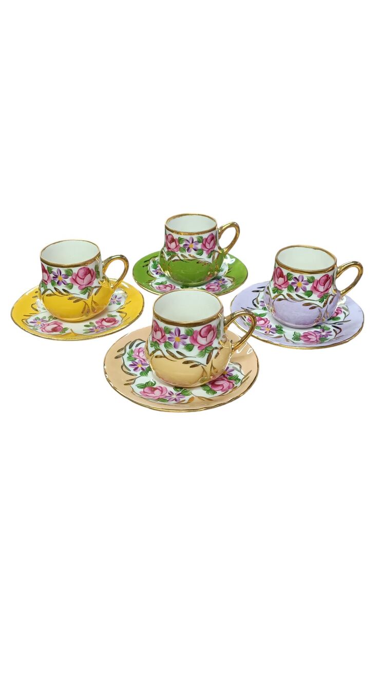 4 LÜ EL BOYAMA PORSELEN FİNCAN SET- NO 02