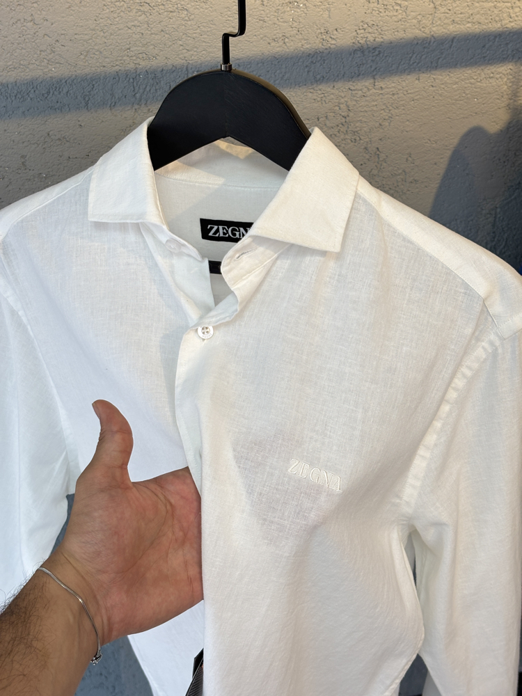 ZEGNA %100 Ham Keten Gömlek