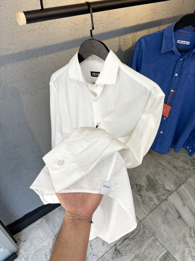 ZEGNA %100 Ham Keten Gömlek