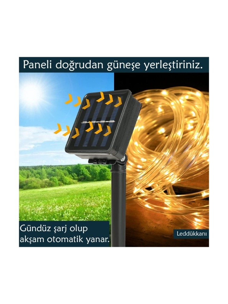 Solar Güneş Enerjili 10 Metre Neon Gün Işığı Şerit Flexible Dış Mekan Su Geçirmez