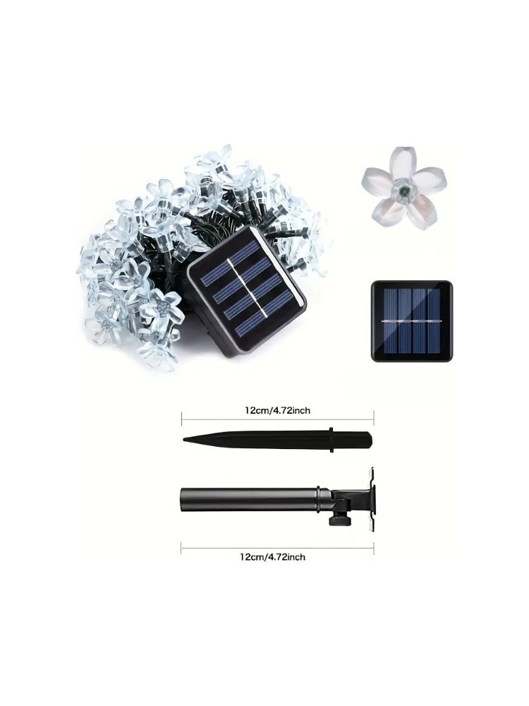 Solar 30 LED Papatya 3 Metre 8 Kademeli Çiçek Güneş Enerjili Aydınlatma