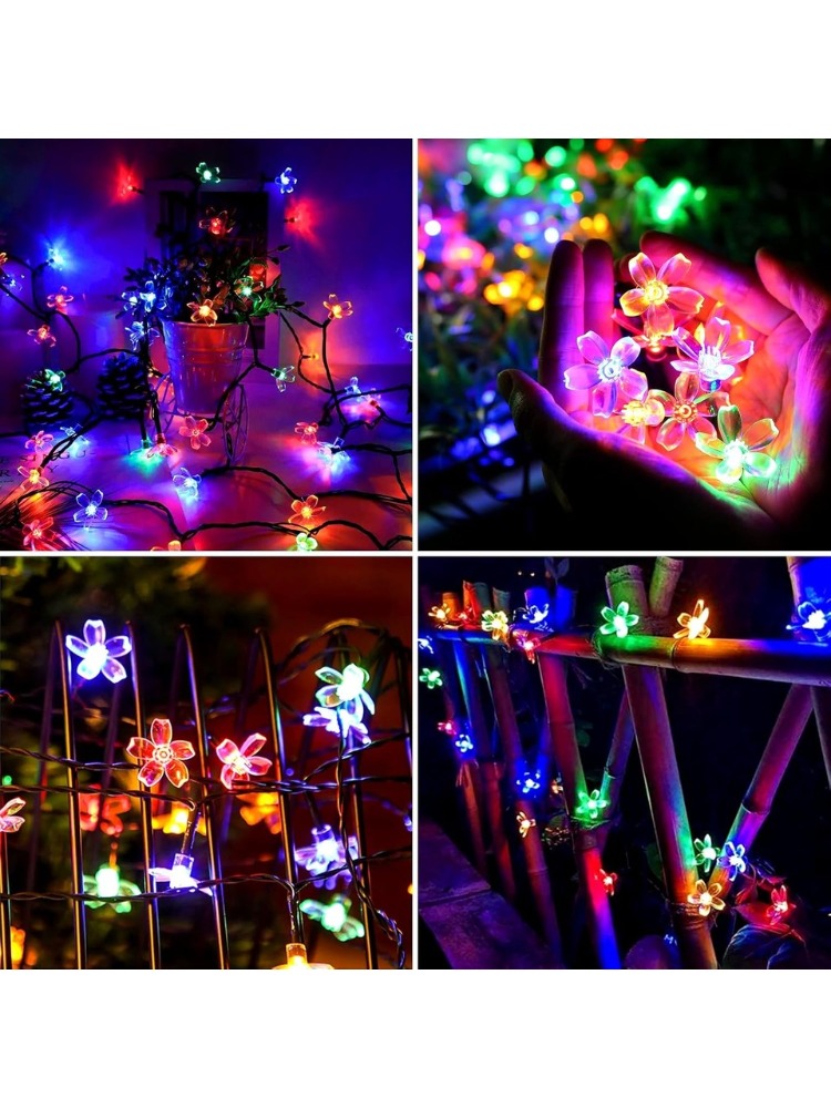 Solar 50 LED Papatya 5 Metre RGB 8 Kademeli Çiçek Güneş Enerjili Aydınlatma
