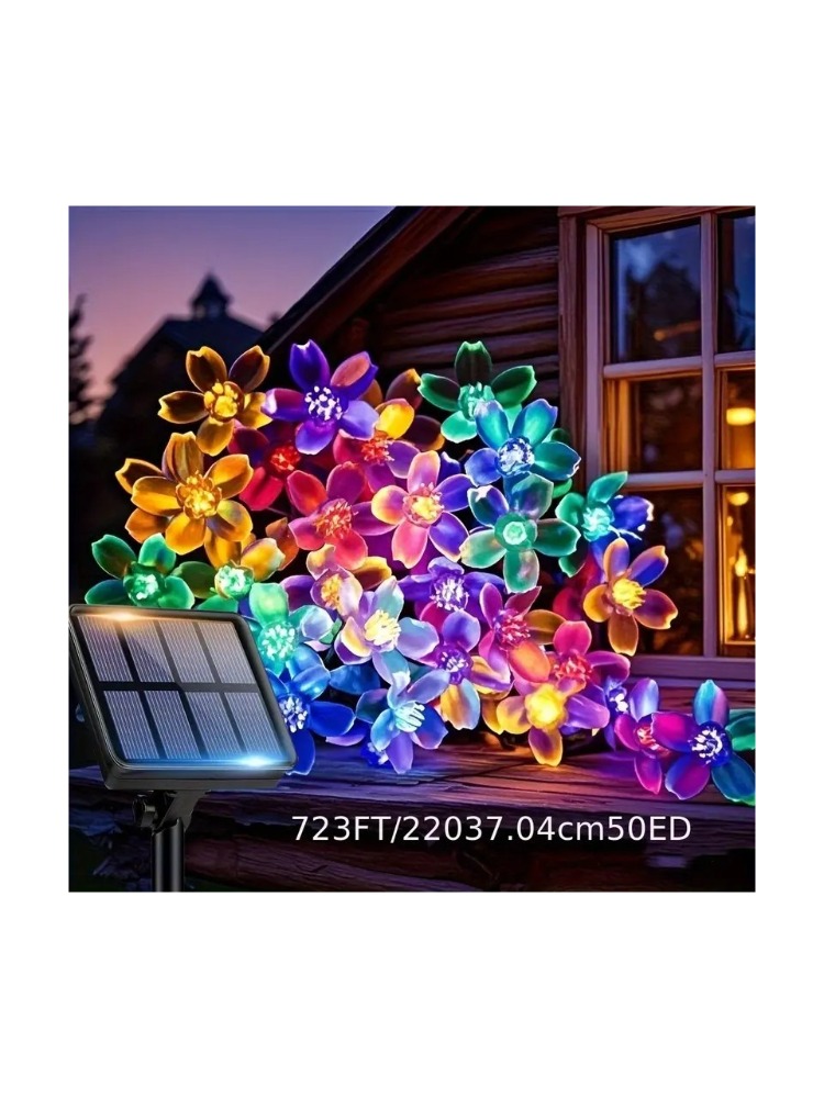 Solar 50 LED Papatya 5 Metre RGB 8 Kademeli Çiçek Güneş Enerjili Aydınlatma