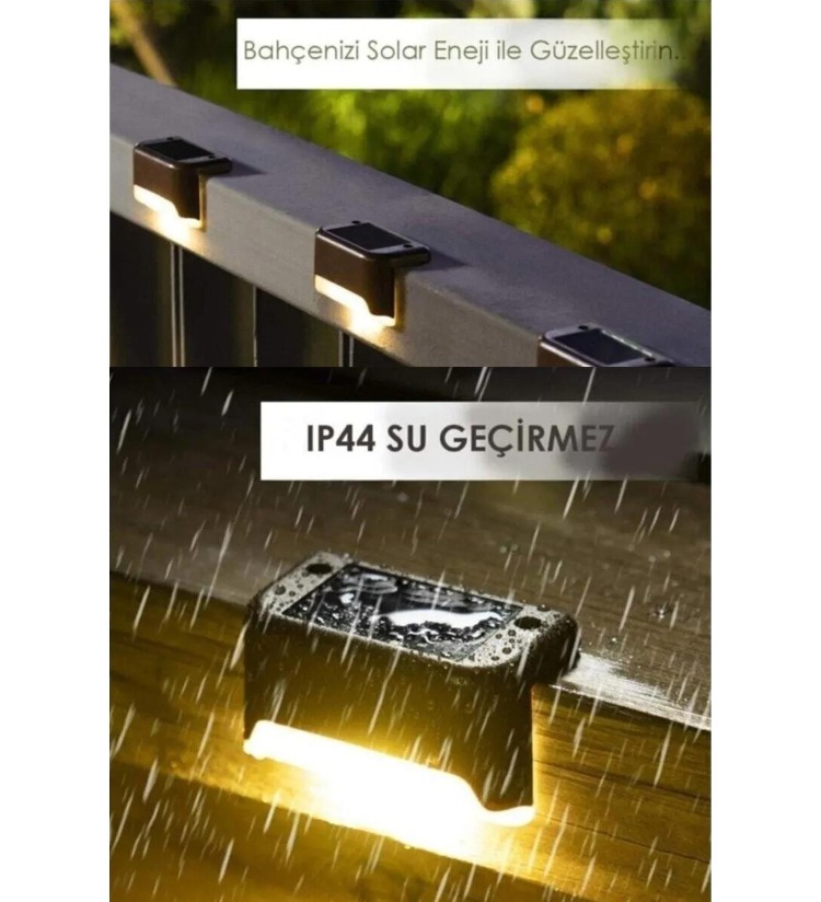 Solar Köşebent 4 Adet Merdiven Veranda Bahçe Güneş Enerjili Led Aydınlatma