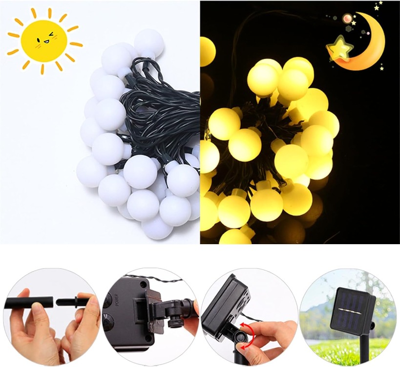 Solar 5 Metre 28 Led Sarı Boncuk Güneş Enerjili Led
