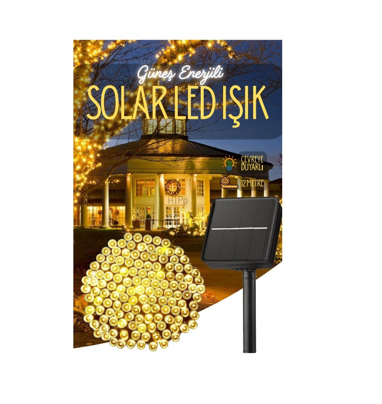 Solar 12 Metre Gün Işığı 100 Ledli Boncuk Led Güneş Enerjili