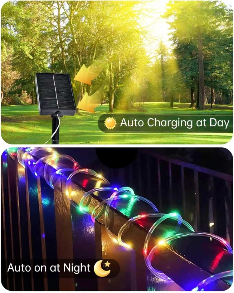 Solar Güneş Enerjili 10 Metre Neon RGB Şerit Flexible Dış Mekan Su Geçirmez