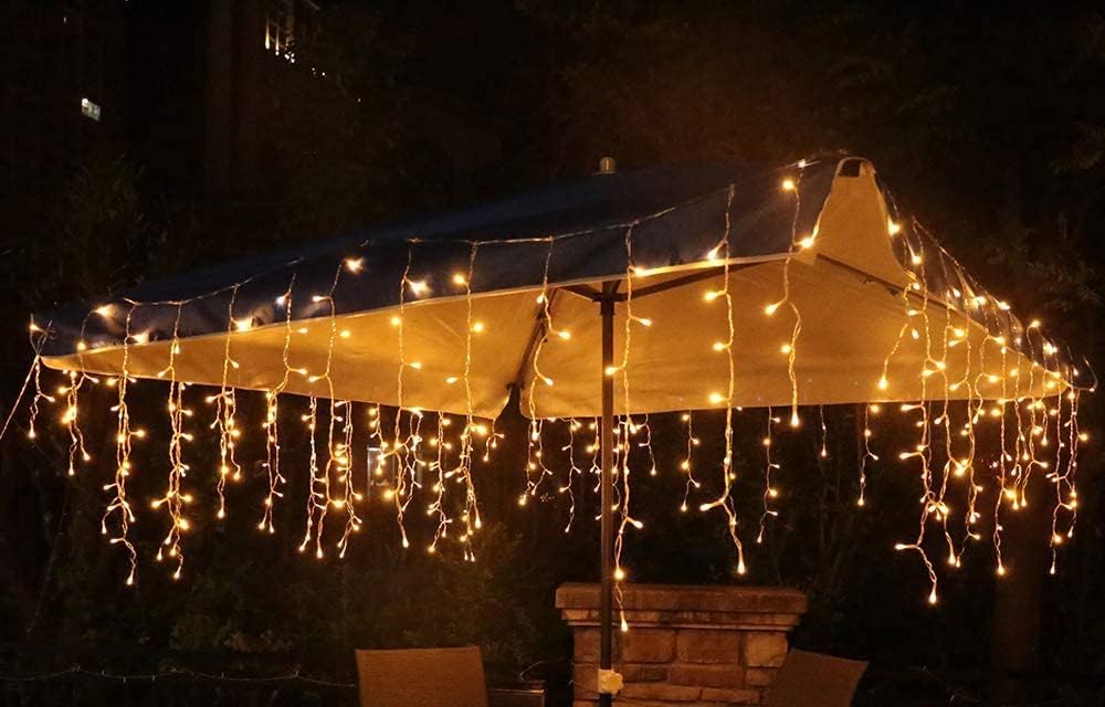 Güneş Enerjili Saçak Led 4 Metre 16 Saçaklı Işık Ip Perde Sarkıt Solar