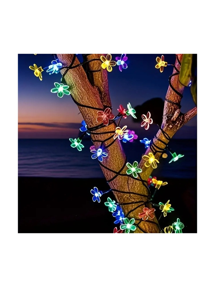 Solar 50 LED Papatya 5 Metre RGB 8 Kademeli Çiçek Güneş Enerjili Aydınlatma