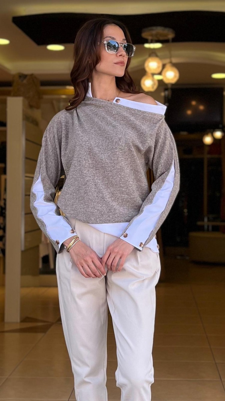 DÜĞME DETAYLI BLUZ