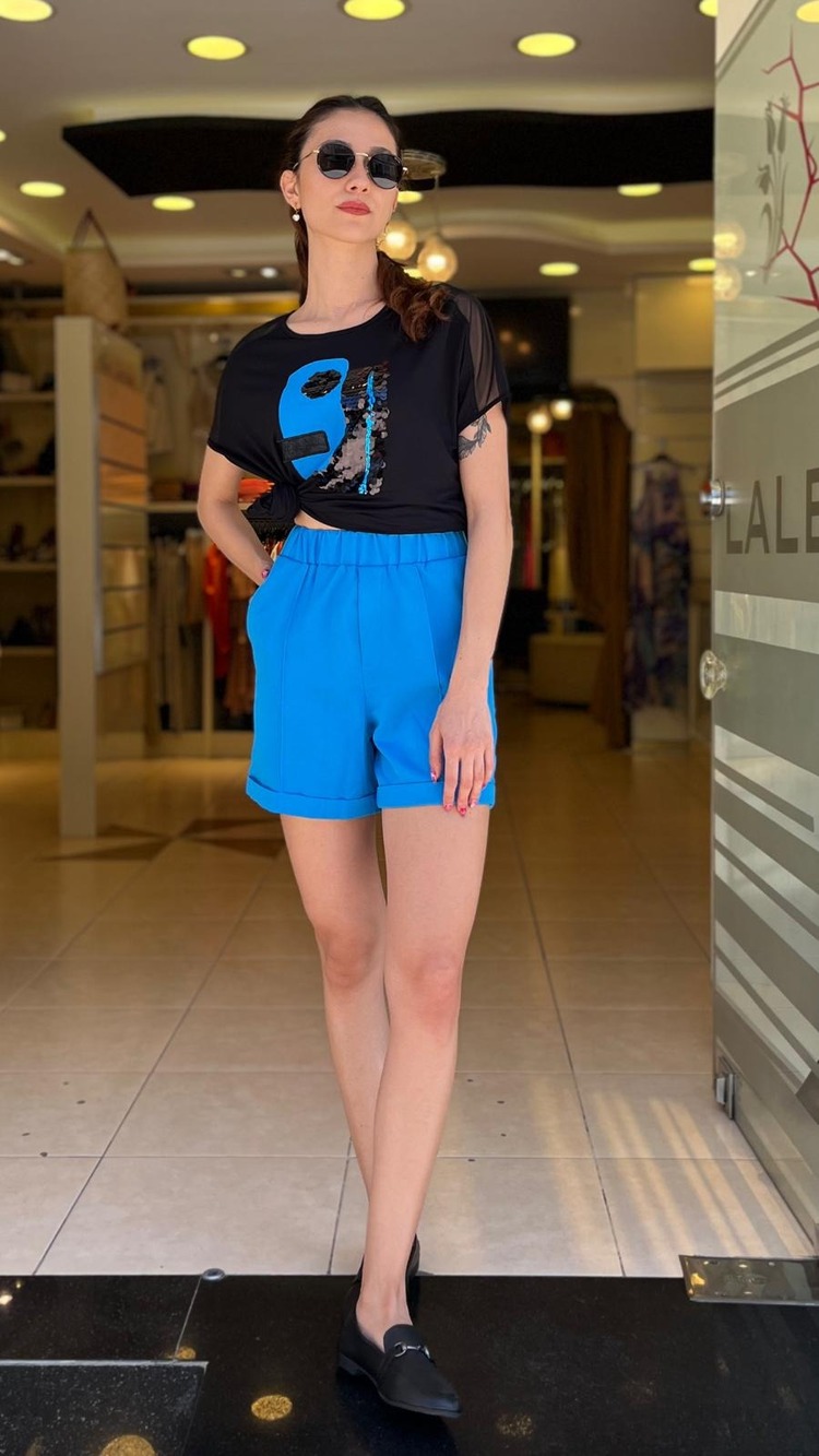 PUL PAYET NAKIŞLI TÜL TSHIRT