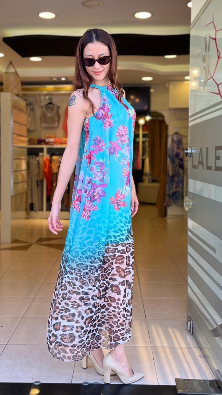ŞIK LEOPAR DESENLİ ELBİSE