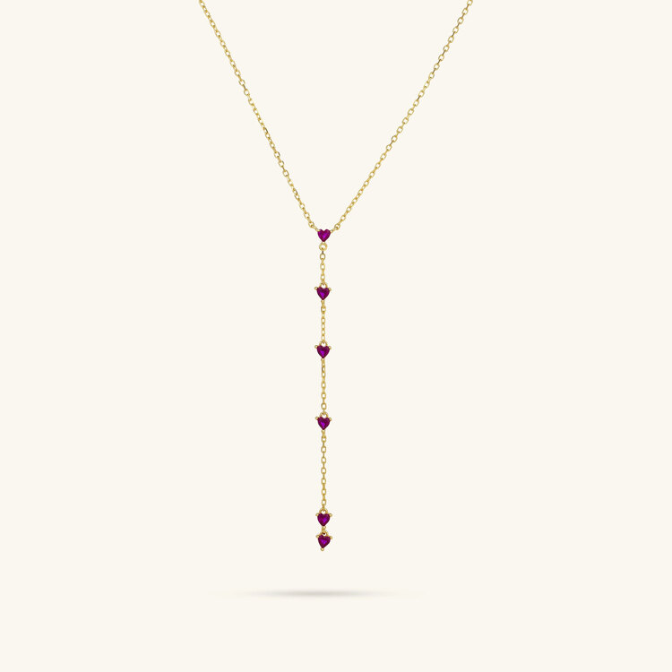 Ruby Mini Kalpli Dekolte Kolye