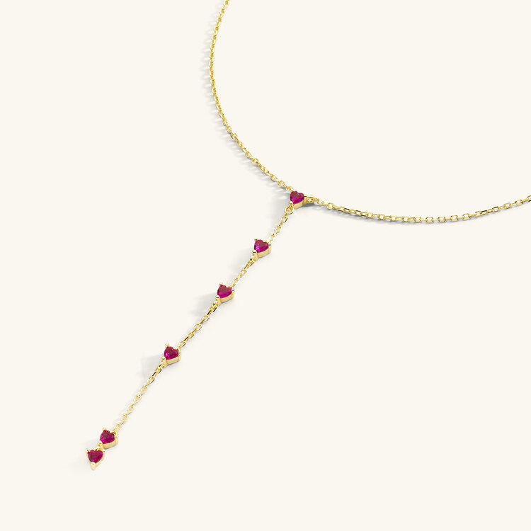 Ruby Mini Kalpli Dekolte Kolye
