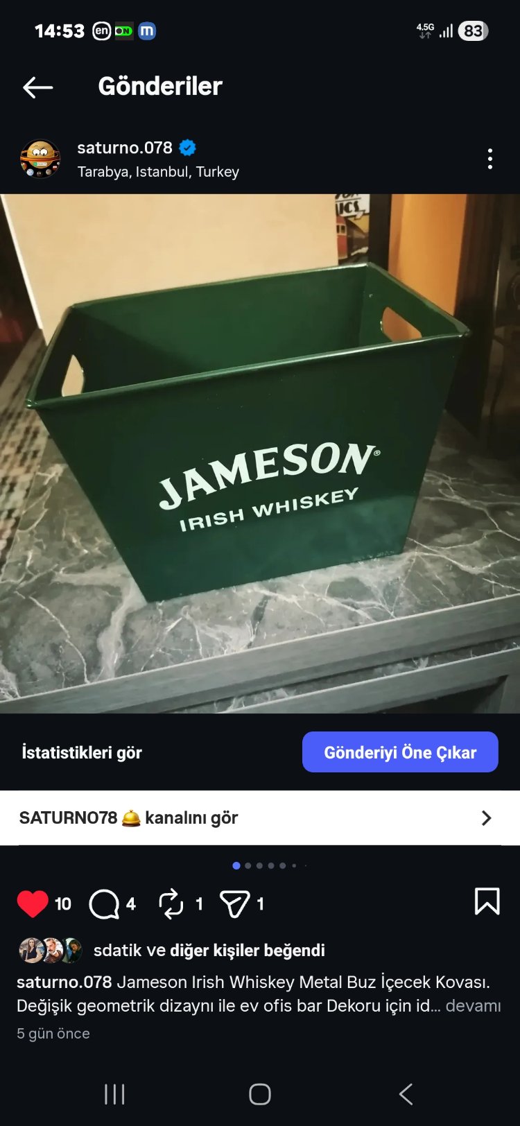 Jameson Metal Ağır Detaylı Buz Kovası
