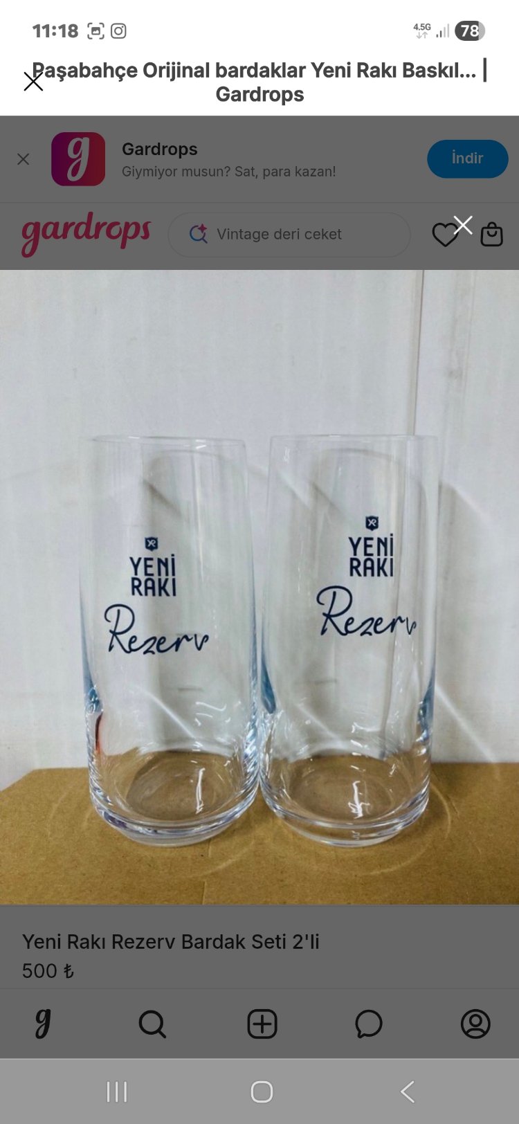 Yeni Rakı Rezerv Rakı Bardaklar 6 adet