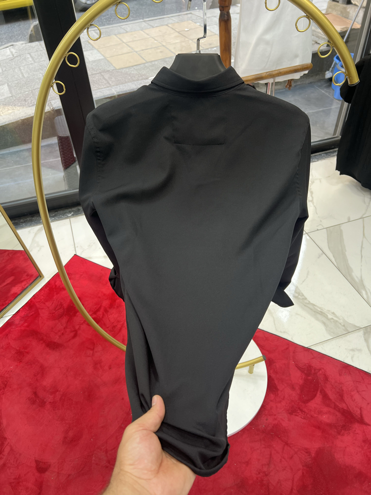 Premium Gizli düğme detay Slim Fit siyah Gömlek