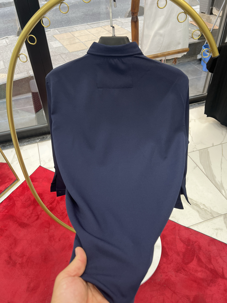 Premium Gizli düğme detay Slim Fit lacivert Gömlek