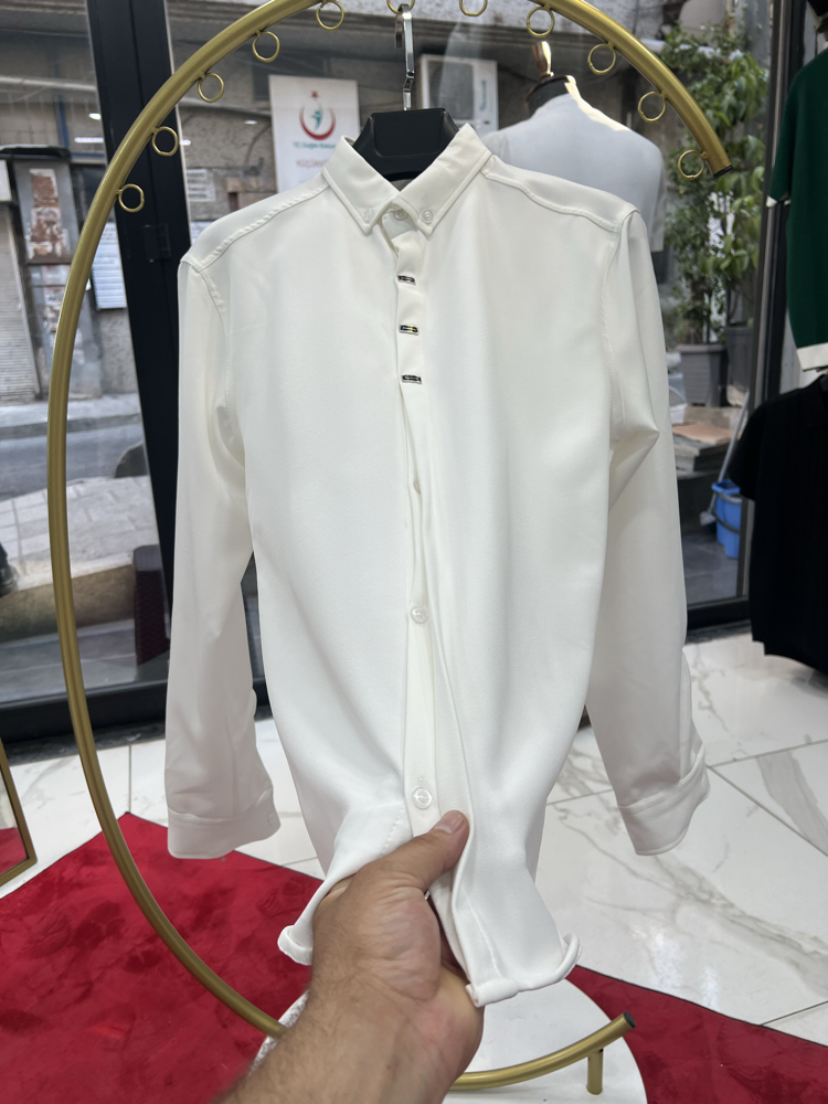 Premium Gizli düğme detay Slim Fit beyaz Gömlek