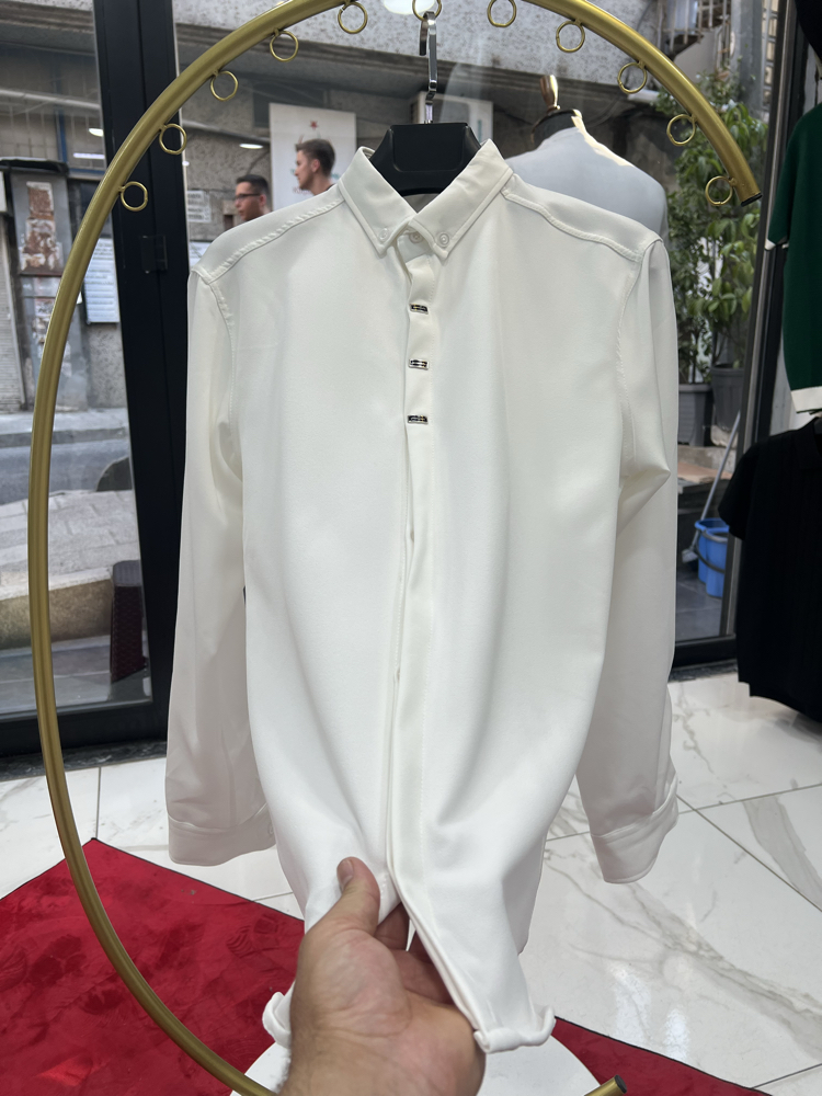 Premium Gizli düğme detay Slim Fit beyaz Gömlek